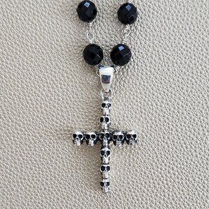CROSS STERLING SILVER NECKLACE HANDMADE BEADED